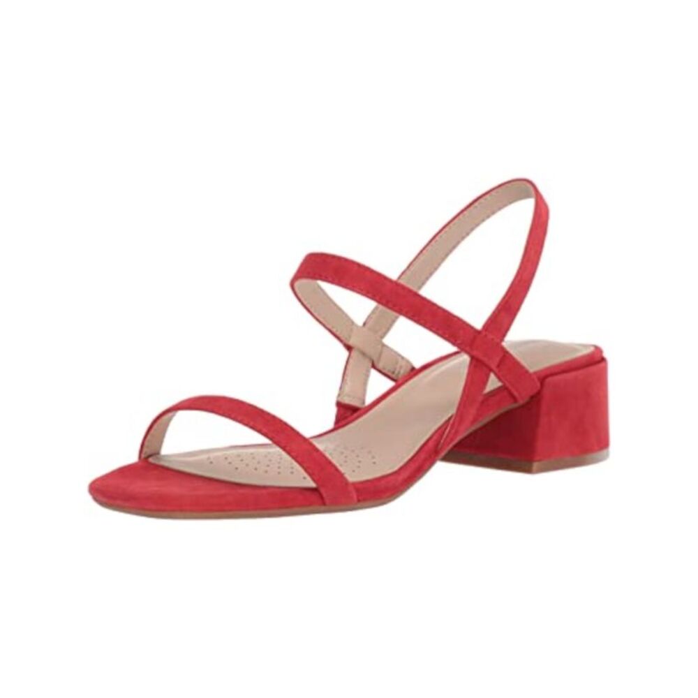 KENNETH COLE Womens Red Maisie Block Heel Slip On Leather Slingback Sandal 10 M